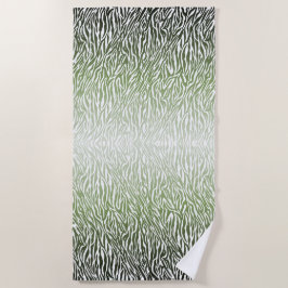 Toalha De Praia Espelho de Impressão de Zebra Verde Selvagem
