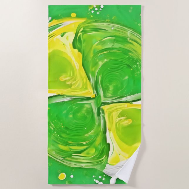 Toalha De Praia Espiral do verde limão (Frente)