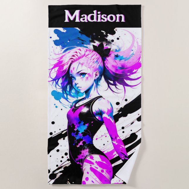 Toalha De Praia Espírito Abstrato de ginástica do Personalizado de (Frente)