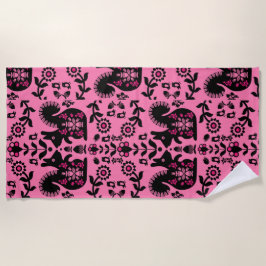 Toalha De Praia Esquilo Arte Foliar Nórdica Escandinava