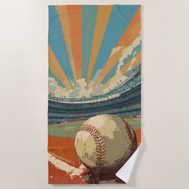 Toalha De Praia Estádio de Beisebol Retro (Frente)