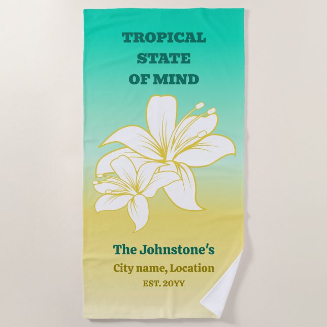Toalha De Praia Estado de espírito tropical (Frente)
