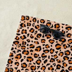Toalha De Praia Estampa de leopardo laranja e marrom