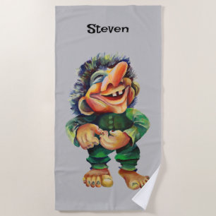Toalha De Praia Estandinava - Troll Engraçado Ilustração de Aquare