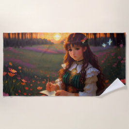 Toalha De Praia Estilo de Animação Triste em Prado, em Prado