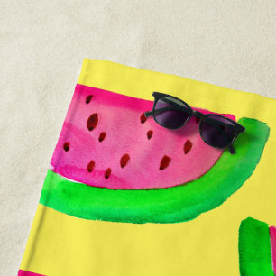 Toalha De Praia Estilo de praia de melancia rosa funk