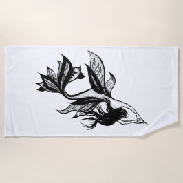 Toalha De Praia Estilo de Tatuagem de Sereia Desenho de Tinta Somb