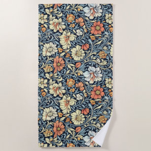 Toalha De Praia estilo floral de William Morris com padrão de acan