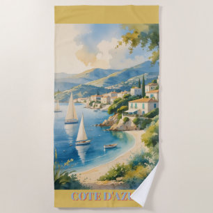 Toalha De Praia Estilo Vintage Cote D'Azur Viagem francês