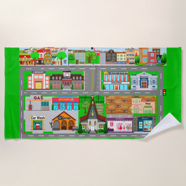 Toalha De Praia Estradas da Cidade para Automóveis (Frente)