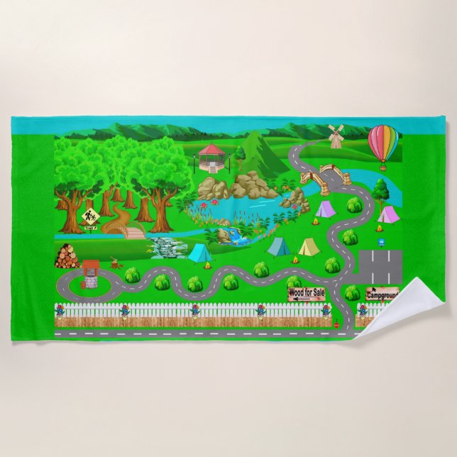 Toalha De Praia Estradas de campismo para automóveis (Frente)