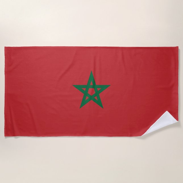 Toalha De Praia Estrela Verde (Bandeira de Marrocos) (Frente)