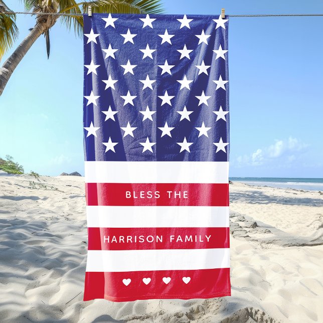 Toalha De Praia Estrelas e faixas modernas personalizadas (Modern Stars and Stripes Personalized Beach Towel)