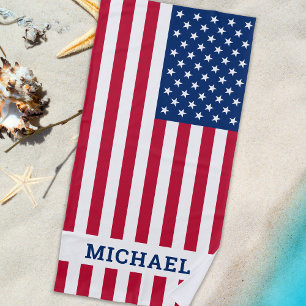 Toalha De Praia Estrelas Patrióticas da Bandeira Americana Strips