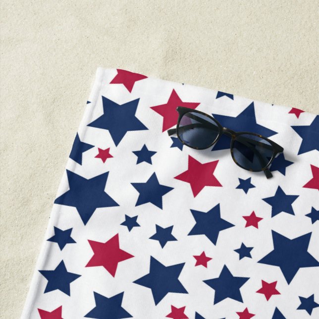 Toalha De Praia Estrelas Vermelhas e Azuis - Padrão de bandeira Am (In Situ)