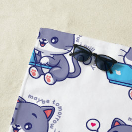 Toalha De Praia estudante preguiçoso giro - talvez amanhã eu estud