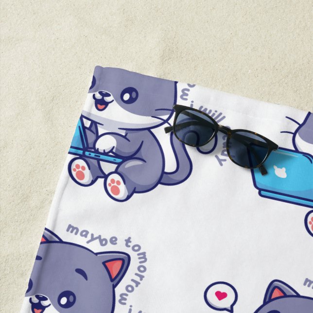 Toalha De Praia estudante preguiçoso giro - talvez amanhã eu estud (In Situ)