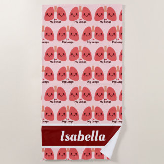 Toalha De Praia Eu Amo Meus Pulmões - Pulmões Bonitos Sorrindo