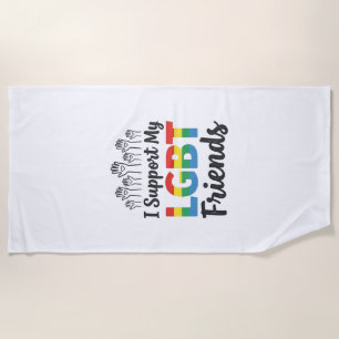 Toalha De Praia Eu Apoio Meus Amigos LGBT Orgulho Arco-Íris Vetor 