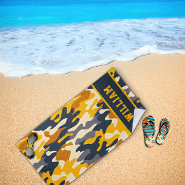 Toalha De Praia Exército Verde Laranja Nome Camo Beach Towel