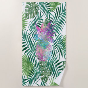 Toalha De Praia Exótico Tropical, Folhas de Palmeira, Abacaxi
