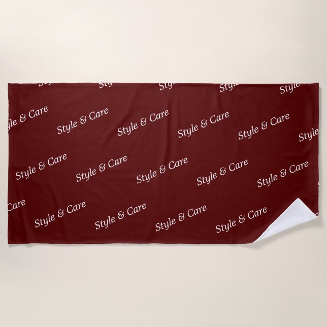Toalha De Praia Eye Catching Custom Brand Name Text Pattern Maroon (Frente)