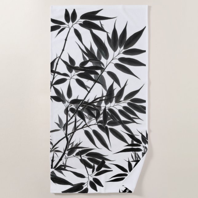 Toalha De Praia Fábrica de Bambu preto e branco (Frente)
