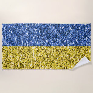 Toalha De Praia Faíscas de brilho azul amarelo da bandeira da Ucrâ