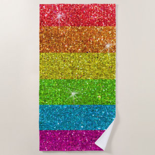 Toalha De Praia Faíscas LGBTQ do Orgulho gay do Arco-Íris Glitter
