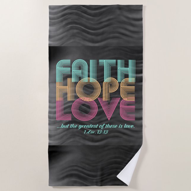 Toalha De Praia Faith Hope ama Bíblia cristã Verso Retro (Frente)