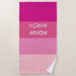 Toalha De Praia Faixa Horizontal Rosa Colorblock<br><div class="desc">Um design de na moda com faixas horizontais em tons de rosa no estilo moderno minimalista. Disponível para ser personalizado!</div>
