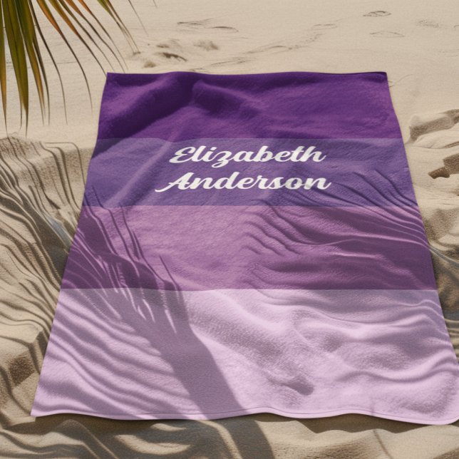 Toalha De Praia Faixa Horizontal Roxo do Colorblock (Criador carregado)