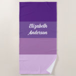Toalha De Praia Faixa Horizontal Roxo do Colorblock<br><div class="desc">Um design de bloco na moda com faixas horizontais em tons de roxo num estilo moderno minimalista. Disponível para ser personalizado!</div>