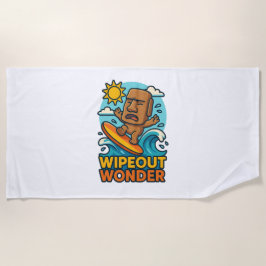 Toalha De Praia Falha no Surf Wipeout Moai Chibi