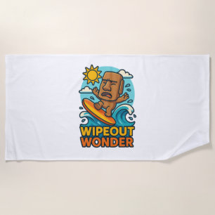 Toalha De Praia Falha no Surf Wipeout Moai Chibi