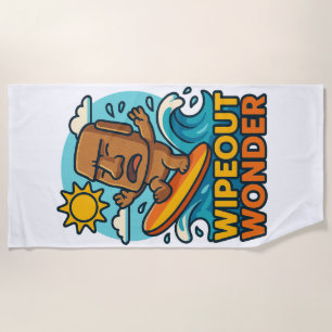 Toalha De Praia Falha no Surf Wipeout Moai Chibi