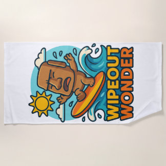 Toalha De Praia Falha no Surf Wipeout Moai Chibi