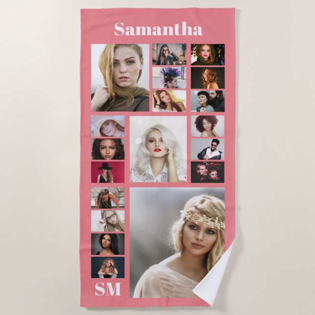 Toalha De Praia Family DIY 19 foto bff manutenção casais monograma (Frente)