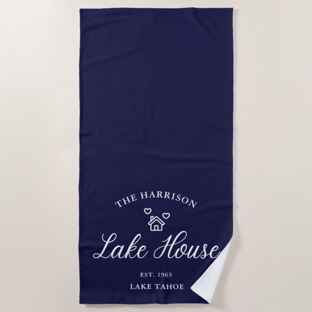 Toalha De Praia Family Lake House Coastal Custom Decor (Frente)
