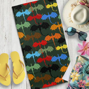 Toalha De Praia Fantasia de Voo Verde Dragões