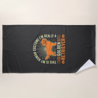 Toalha De Praia Fantasias Humanas de Golden Retriever para Hallowe