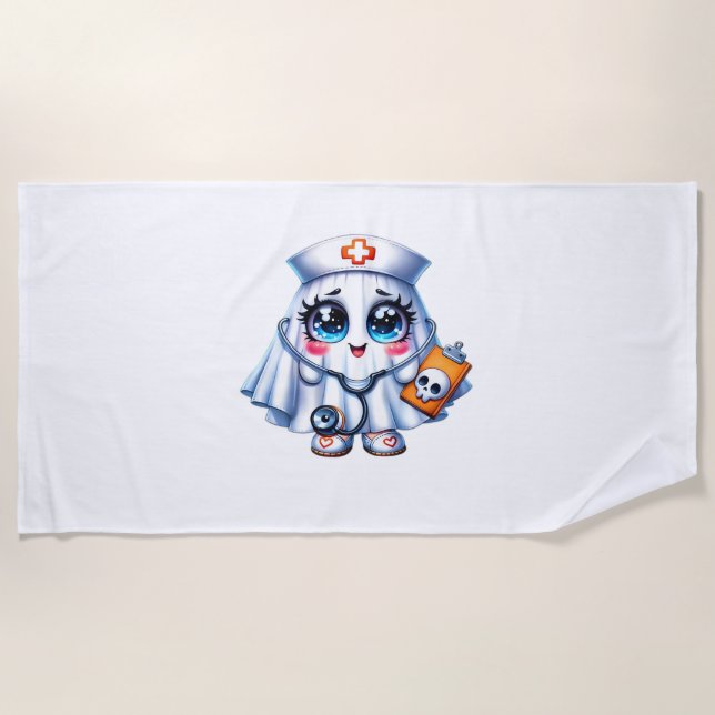 Toalha De Praia Fantasma do Dia das Bruxas em Clássico uniforme de (Frente)