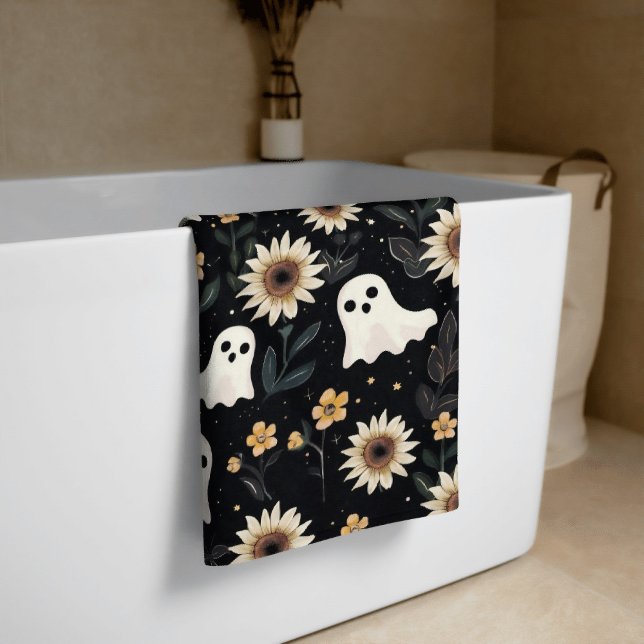 Toalha De Praia Fantasmas do Gótico de Verão e Girassóis Spooky (Criador carregado)