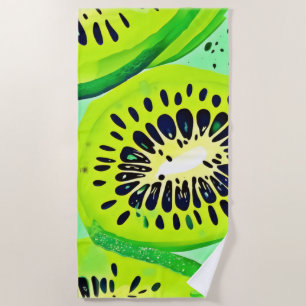 Toalha De Praia Fatias de Kiwi: Vibrantes e Frescas
