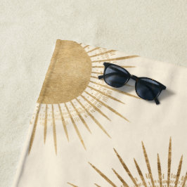 Toalha De Praia Faux Gold Foil Sun Pattern Beach Towel