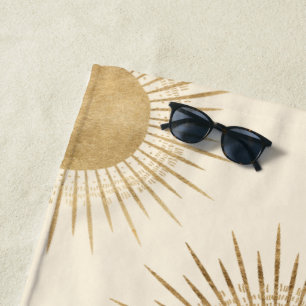 Toalha De Praia Faux Gold Foil Sun Pattern Beach Towel