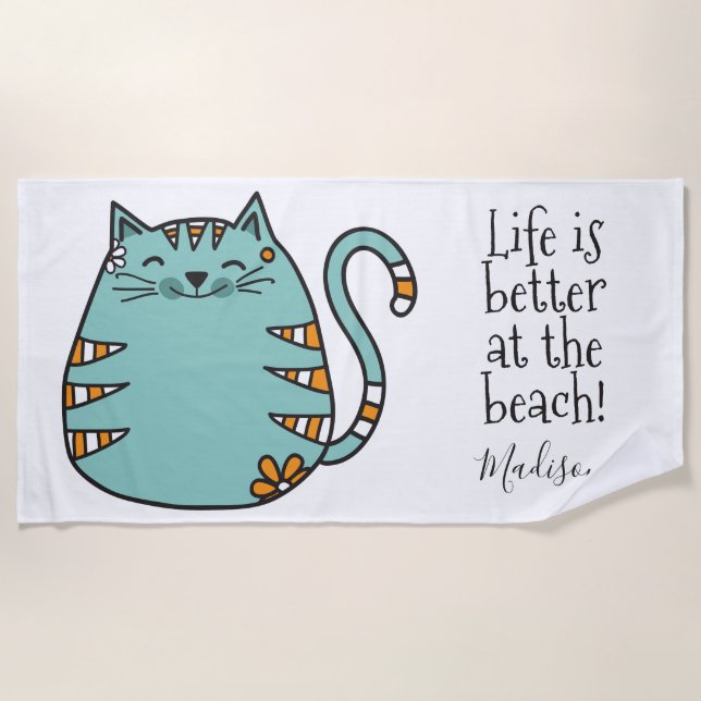 Toalha de praia feita sob encomenda do nome & da (Frente)