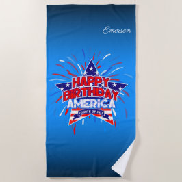 Toalha De Praia Feliz aniversário América 4 de julho Independência