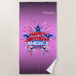 Toalha De Praia Feliz aniversário América 4 de julho Independência