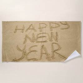 Toalha De Praia Feliz ano novo na areia